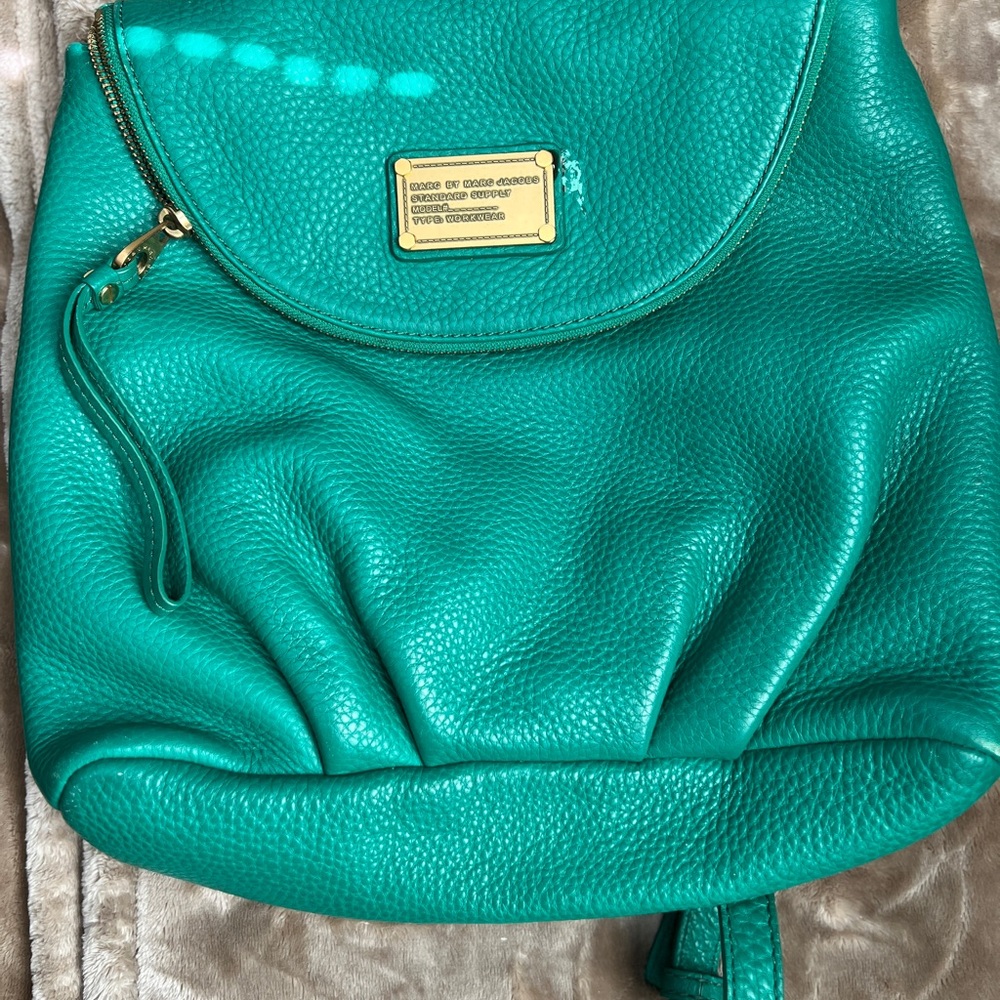 Marc by Marc Jacobs Teal Green Pebbled Leather Backpack